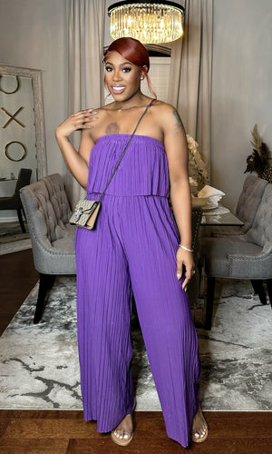 “Spring Pleats” Jumpsuit Purple