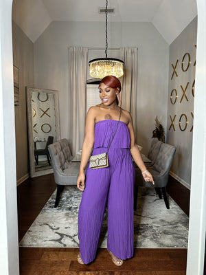 “Spring Pleats” Jumpsuit Purple