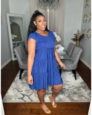 “Ruffled Doll” Dress Blue