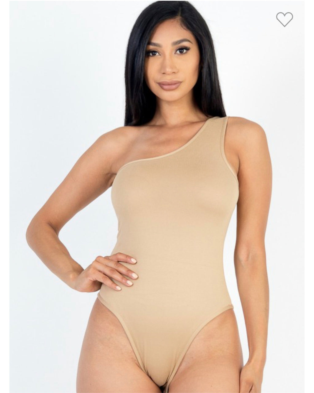 “One shoulder Bodysuit” Tan